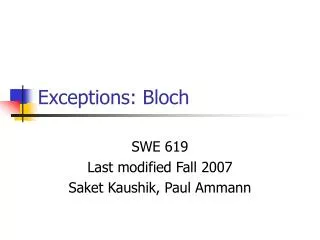 Exceptions: Bloch