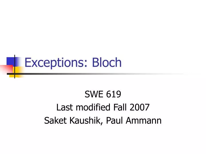 exceptions bloch