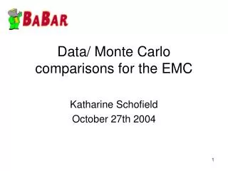Data/ Monte Carlo comparisons for the EMC