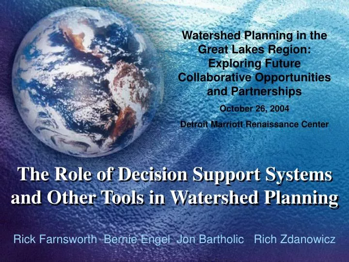 the role of decision support systems and other tools in watershed planning