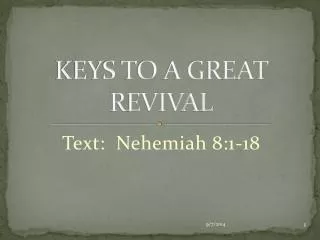 KEYS TO A GREAT REVIVAL