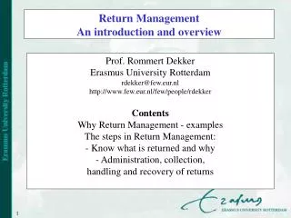 Return Management An introduction and overview