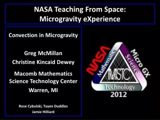 NASA Teaching From Space: Microgravity eXperience
