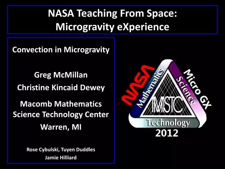 nasa teaching from space microgravity experience