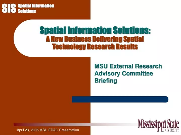 spatial information solutions a new business delivering spatial technology research results