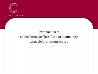 Campus Compact Online Carnegie Classification Community