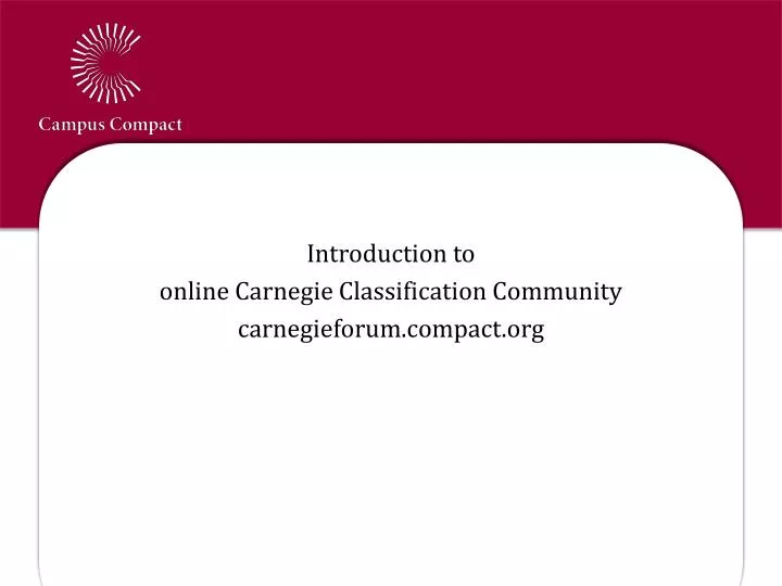 campus compact online carnegie classification community