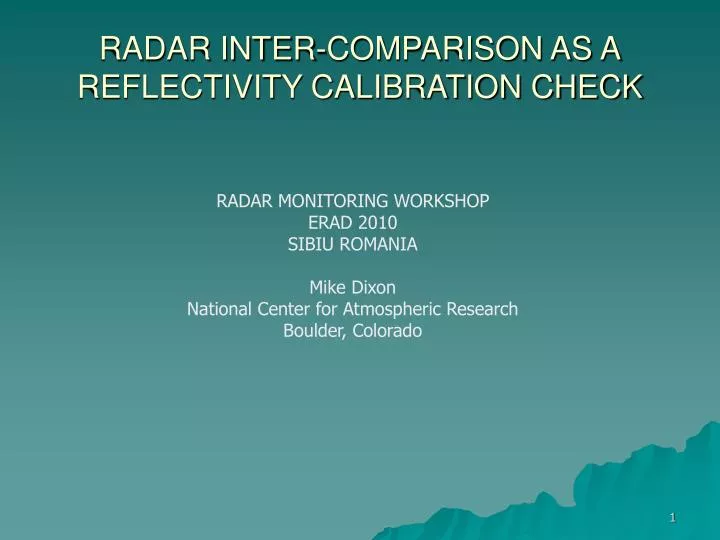 radar inter comparison as a reflectivity calibration check