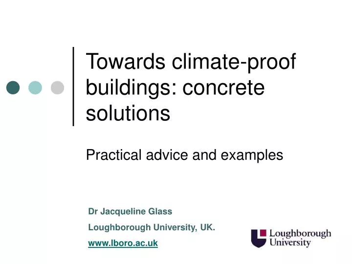 towards climate proof buildings concrete solutions