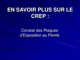en savoir plus sur le crep