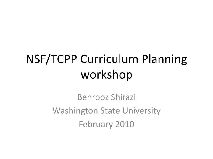 nsf tcpp curriculum planning workshop