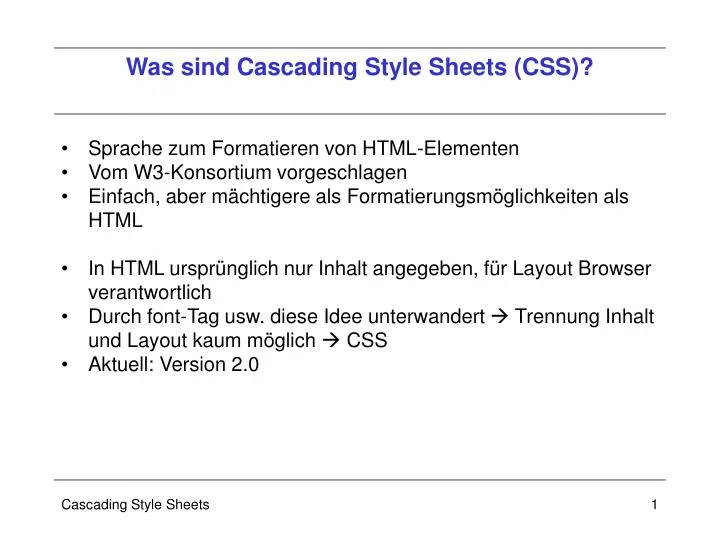 was sind cascading style sheets css