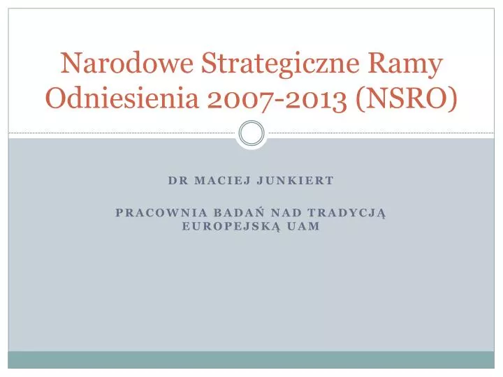 narodowe strategiczne ramy odniesienia 2007 2013 nsro