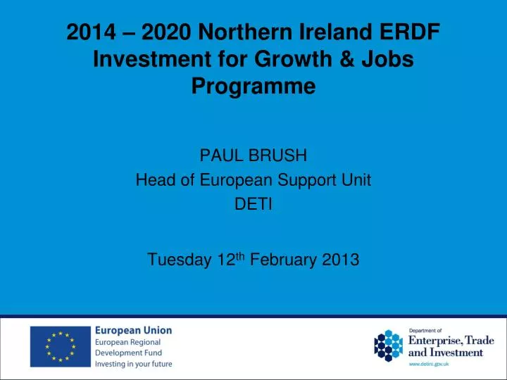 2014 2020 northern ireland erdf investment for growth jobs programme