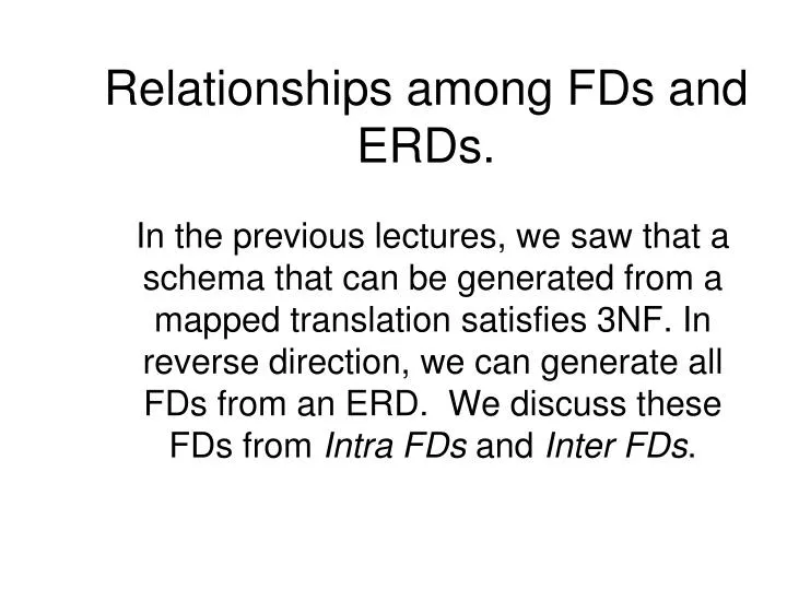 relationships among fds and erds