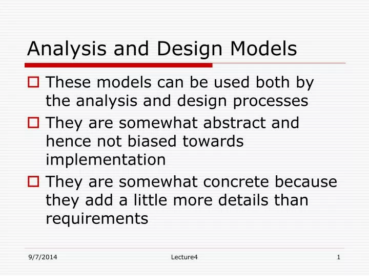 analysis and design models