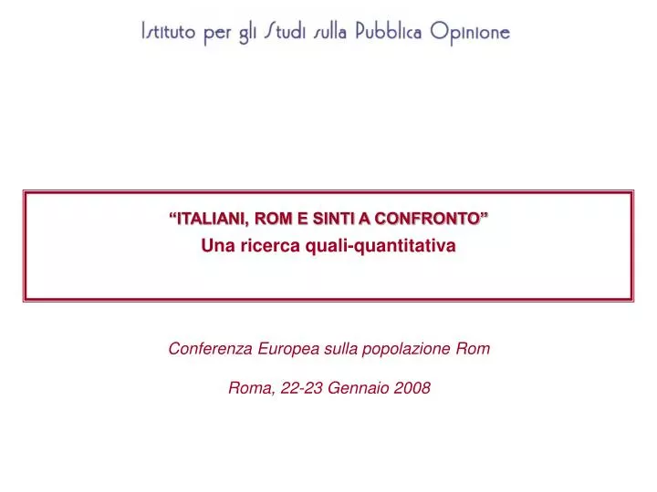 italiani rom e sinti a confronto una ricerca quali quantitativa