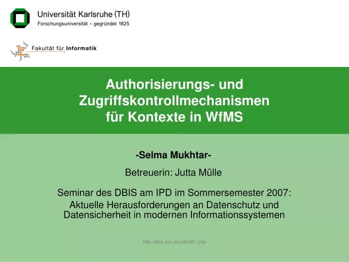 authorisierungs und zugriffskontrollmechanismen f r kontexte in wfms