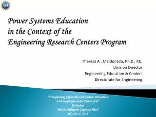 Power Systems Education in the Context of the Engineering Research Centers Program