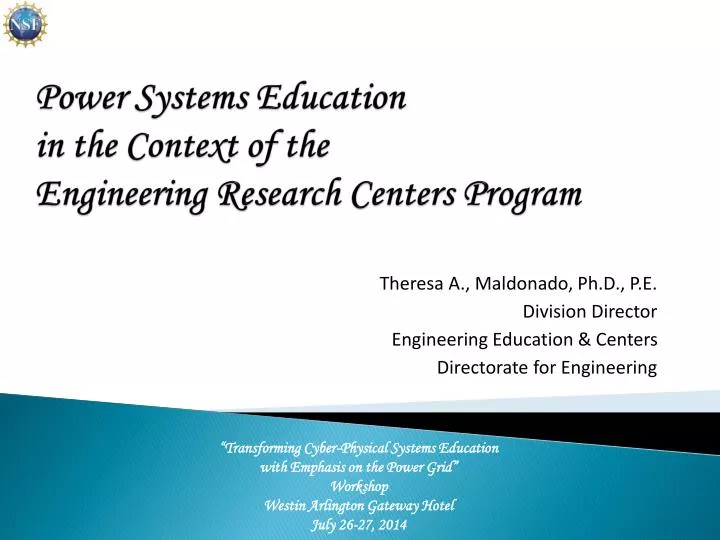 power systems education in the context of the engineering research centers program