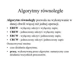 algorytmy r wnoleg e