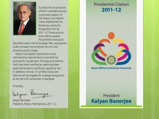 CERTIFICATE FROM ROTARY INTERNATIONAL FOR CLUB PRESIDENT
