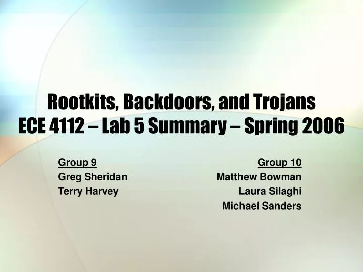 rootkits backdoors and trojans ece 4112 lab 5 summary spring 2006