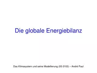 die globale energiebilanz