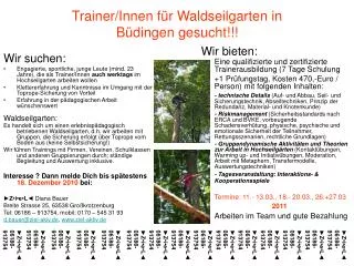 Trainer/Innen für Waldseilgarten in Büdingen gesucht!!!