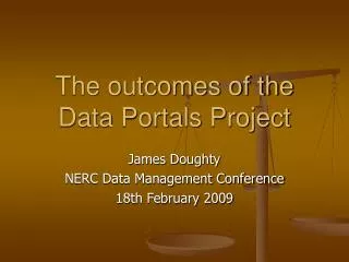 The outcomes of the Data Portals Project