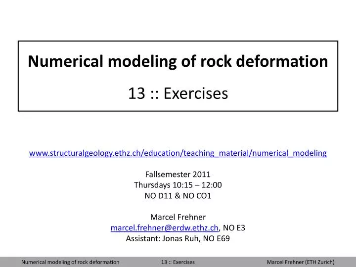 numerical modeling of rock deformation 13 exercises
