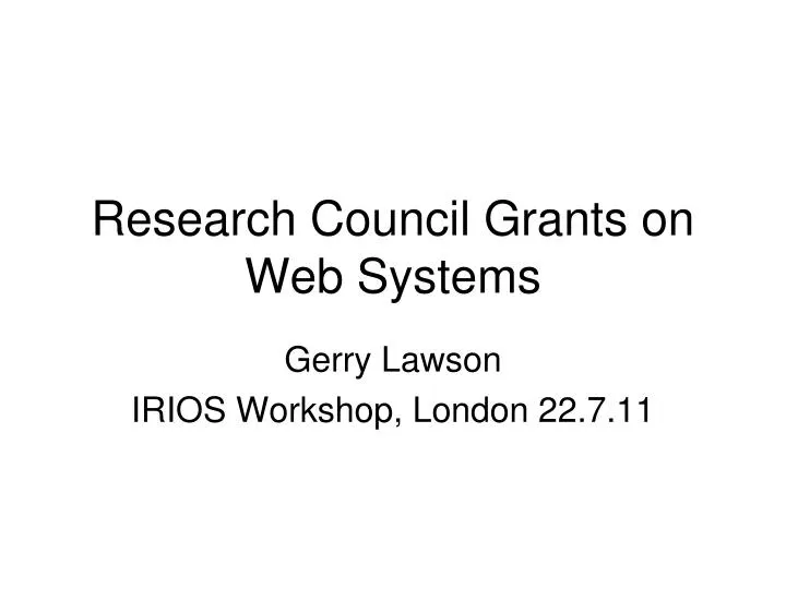 research council grants on web systems