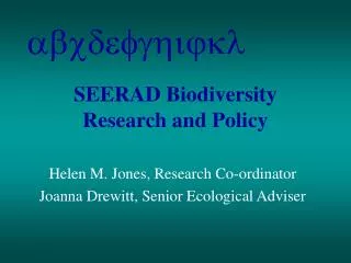 SEERAD Biodiversity Research and Policy