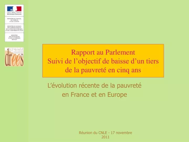 rapport au parlement suivi de l objectif de baisse d un tiers de la pauvret en cinq ans