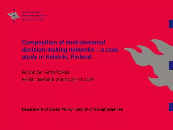 composition of environmental decision making networks a case study in helsinki finland