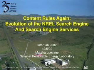 InterLab 2002 12/5/02 Marsha Luevane National Renewable Energy Laboratory