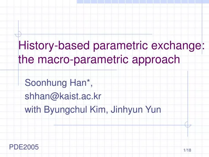 history based parametric exchange the macro parametric approach