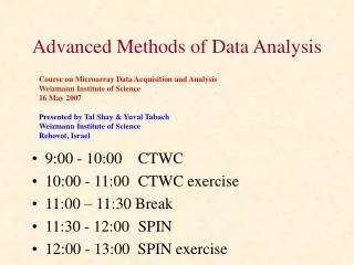 Advanced Methods of Data Analysis