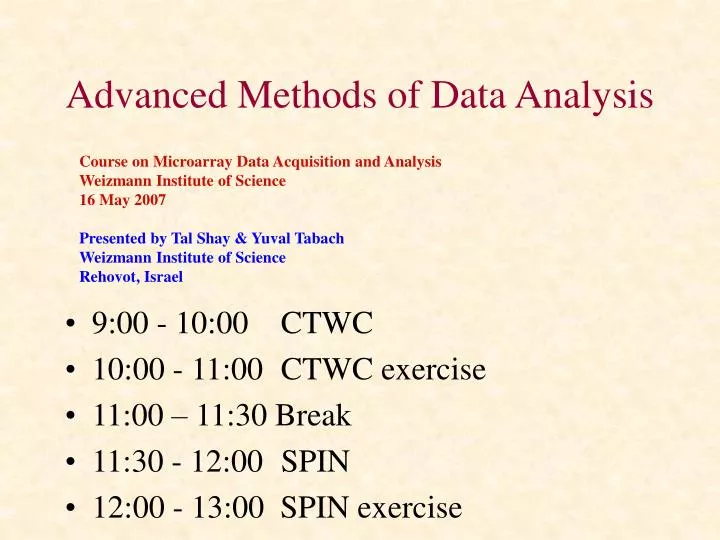 advanced methods of data analysis