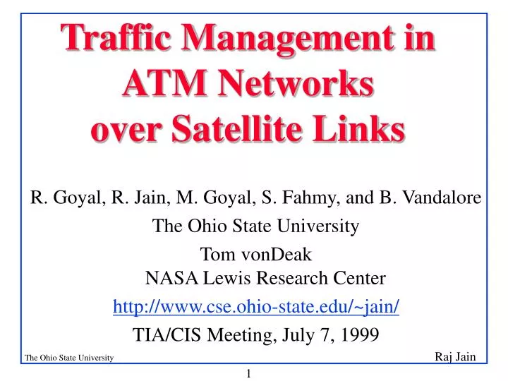 traffic management in atm networks over satellite links