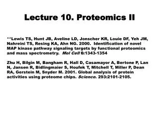 Lecture 10. Proteomics II