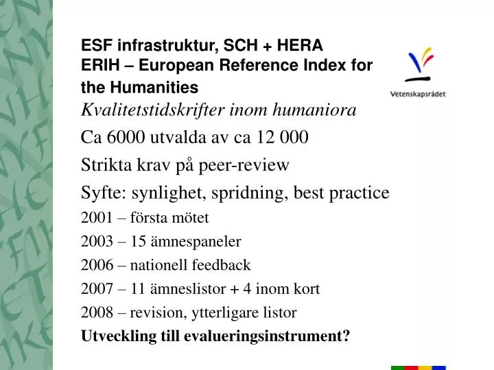 esf infrastruktur sch hera erih european reference index for the humanities