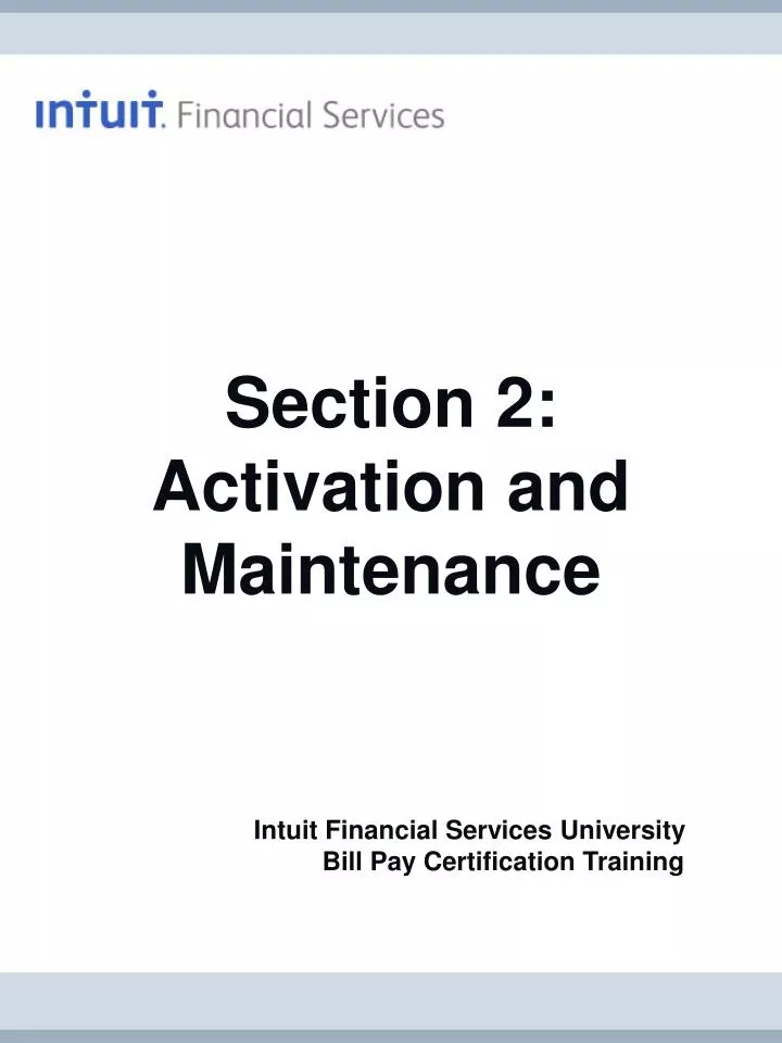 section 2 activation and maintenance