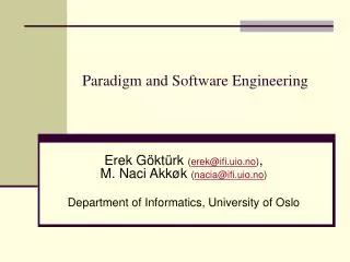 Paradigm and Software Engineering