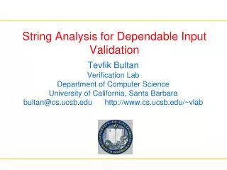 String Analysis for Dependable Input Validation