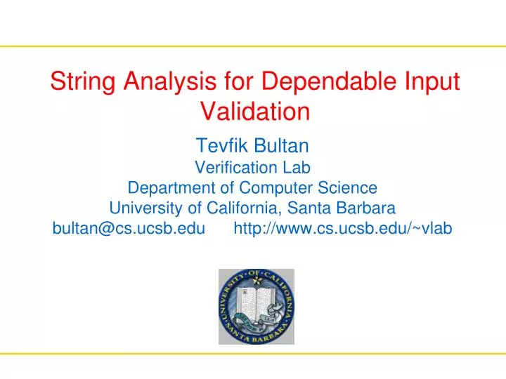 string analysis for dependable input validation