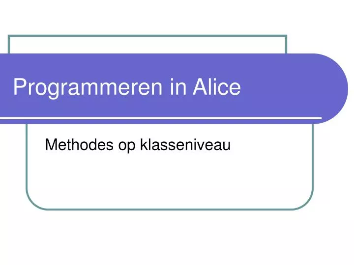 programmeren in alice