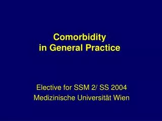 Comorbidity in General Practice
