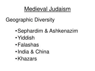 Medieval Judaism