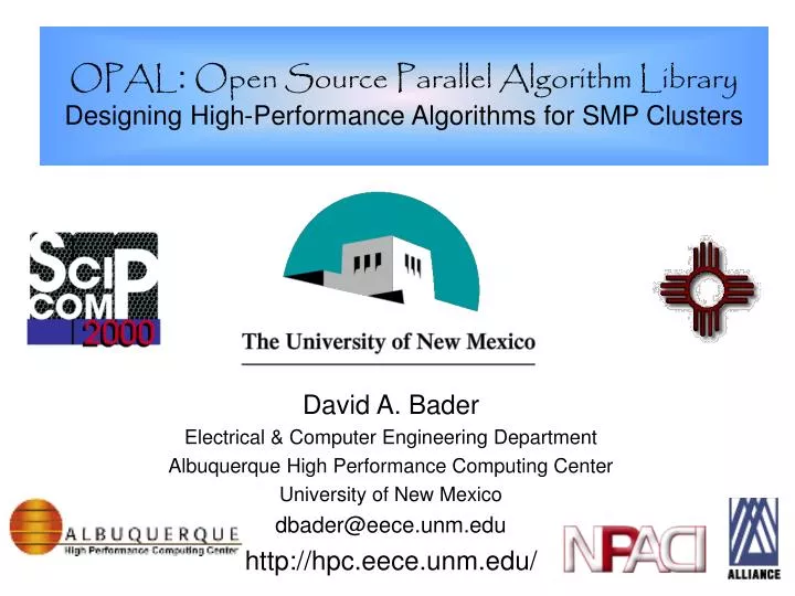 opal open source parallel algorithm library designing high performance algorithms for smp clusters